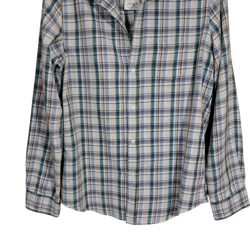 Frank & Eileen Barry Flannel Button Down Women's Large Shirt Blue Plaid Preppy - Picture 4 of 13
